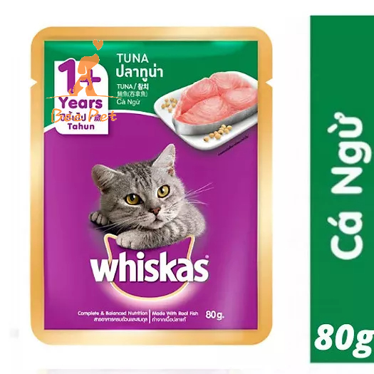 Pate Whiskas 80g - thức ăn ướt cho mèo con, mèo trưởng thành đủ vị