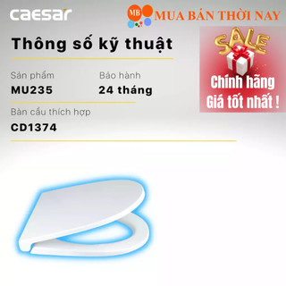 Nắp bồn cầu đóng êm Caesar MU235, nắp nhựa ngồi dùng cho bồn cầu CD1374, Cam kết chính hãng