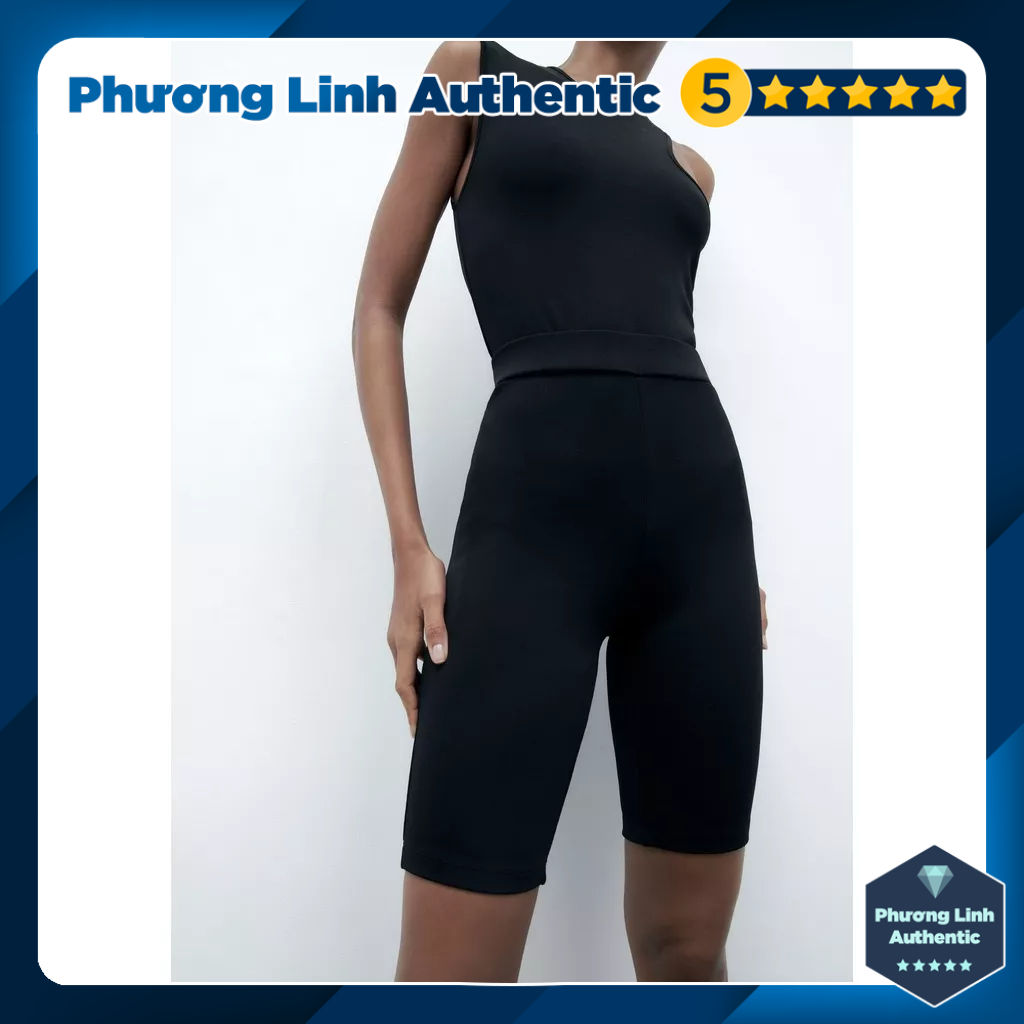 Quần legging nữ lửng dày dặn Zara auth new tag có sẵn biker đùi dáng ôm bó lưng co dãn tập gym yoga 7901/160 7901160