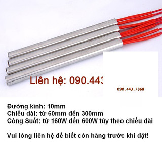 Điện trở một đầu phi 10, thanh nhiệt một đầu, thanh ti nhiệt điện 220V dùng để đốt nóng, ép nhiệt, ép nhựa