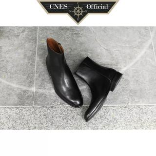 Giày boots nam kiểu dáng khóa zip thời trang da bê cao cấp thương hiệu cnes