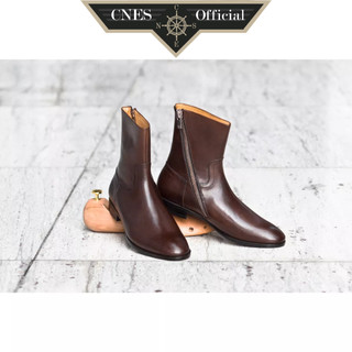 Giày boot nam kiểu dáng khóa zip thời trang da bê cao cấp thương hiệu cnes