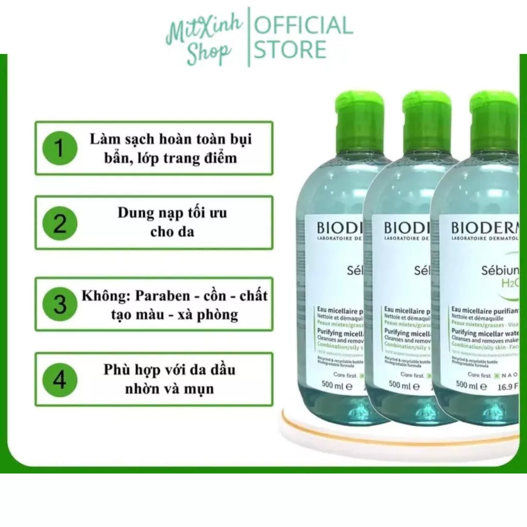 Nước tẩy trang Bio.der.ma 500ml - 100ml Dành Cho Mọi Loại Da - Mitxinh Shop