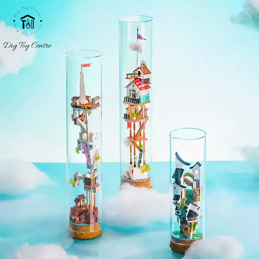 Đồ chơi mô hình lắp ráp DIY sáng tạo, Mô hình nhà búp bê mini DIY DRIFTING BOTTLE tự làm lấy bằng gỗ Thủy Mặc Giang Nam