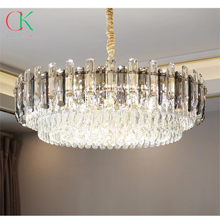 [XẢ KHO] Đèn thả pha lê cao cấp K9 màu khói + pha lê trắng trang trí phòng khách, phòng ngủ D600 sử dụng đui E14