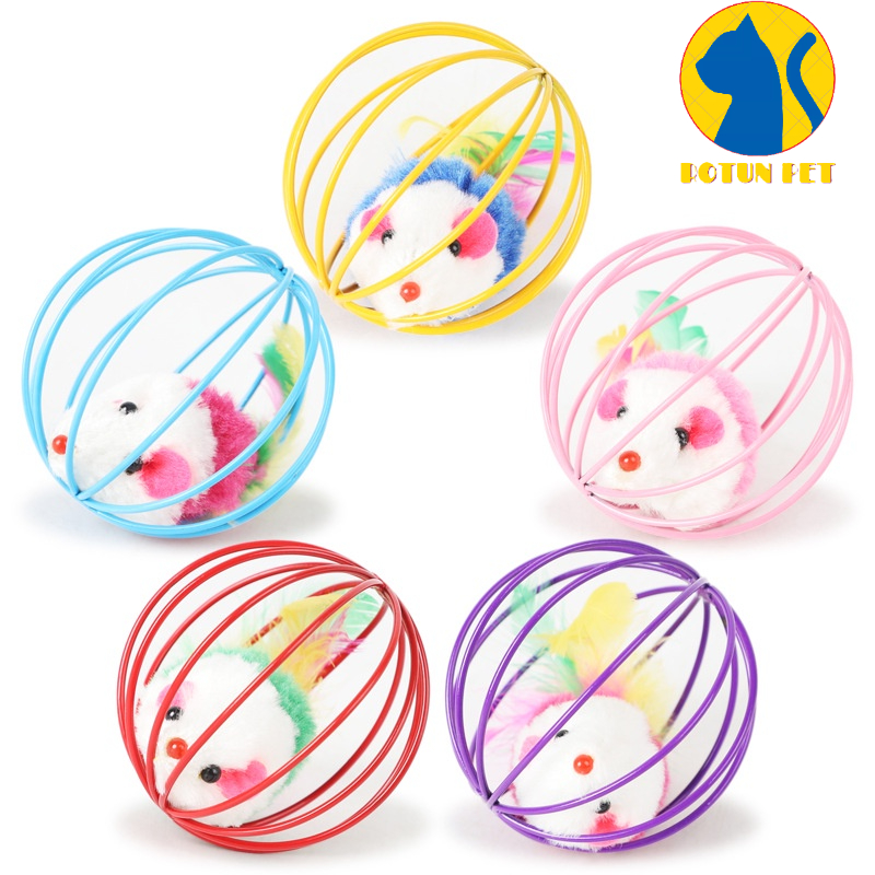 Đồ chơi cho chó mèo, quả bóng có con chuột bên trong cho mèo đuổi bắt