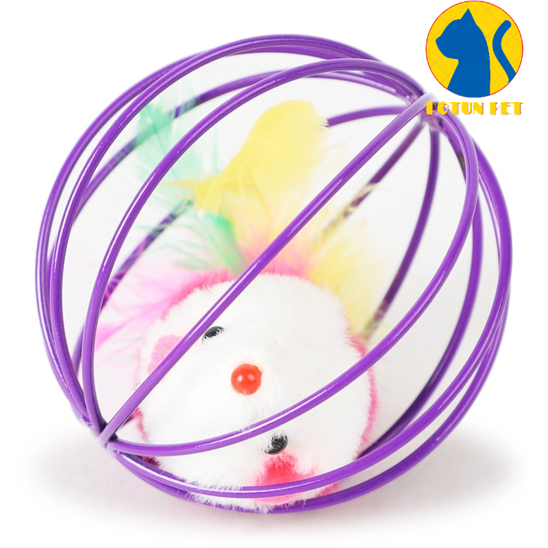 Đồ chơi cho chó mèo, quả bóng có con chuột bên trong cho mèo đuổi bắt