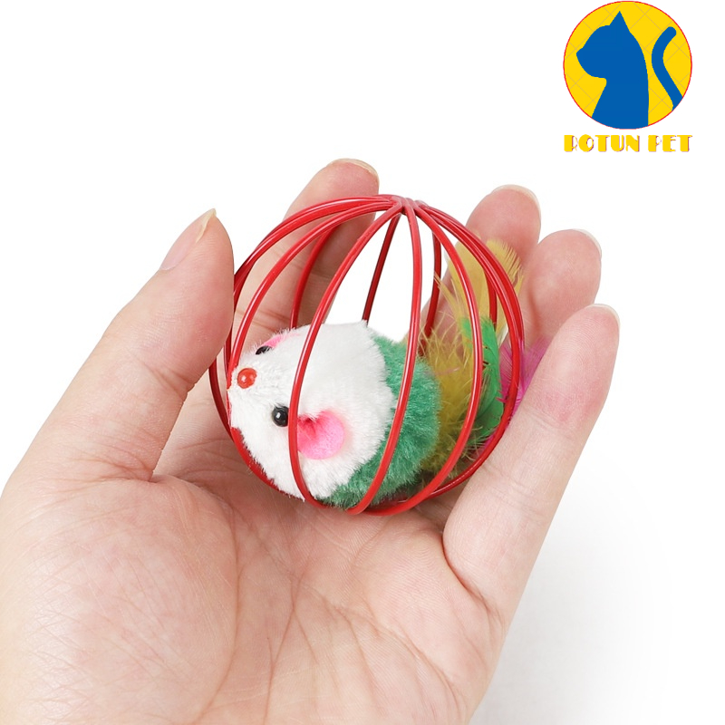 Đồ chơi cho chó mèo, quả bóng có con chuột bên trong cho mèo đuổi bắt