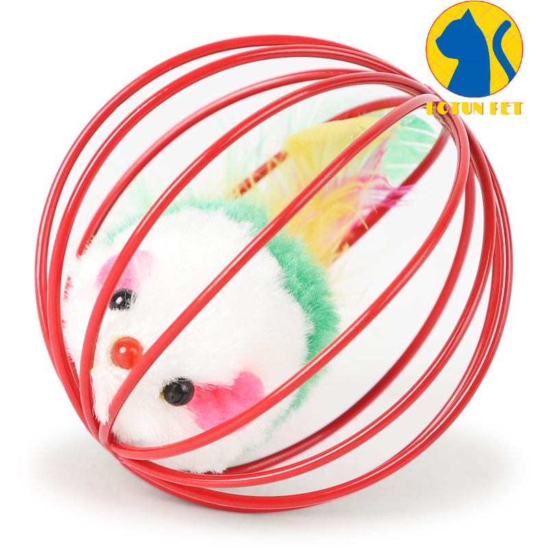 Đồ chơi cho chó mèo, quả bóng có con chuột bên trong cho mèo đuổi bắt