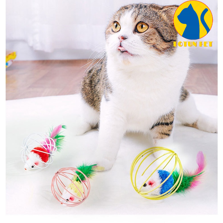 Đồ chơi cho chó mèo, quả bóng có con chuột bên trong cho mèo đuổi bắt