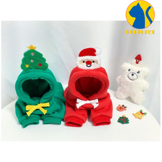  Áo nỉ hoodie giáng sinh dành cho chó mèo hình cây thông và ông già noel 