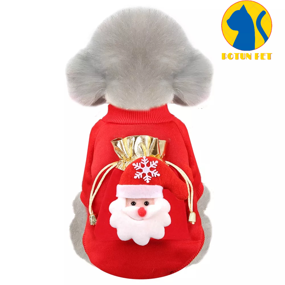Áo nỉ hoodie giáng sinh dành cho chó mèo hình cây thông và ông già noel