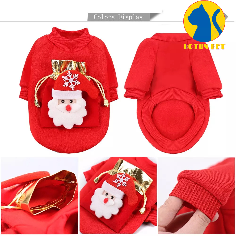 Áo nỉ hoodie giáng sinh dành cho chó mèo hình cây thông và ông già noel