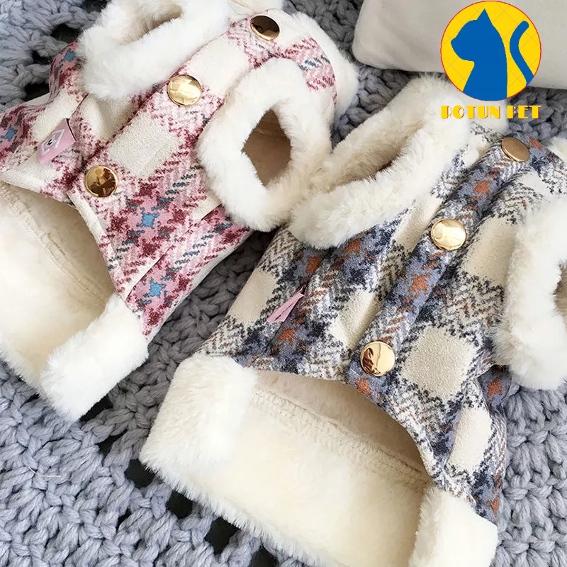 Áo gile lót lông dành cho chó mèo siêu ấm