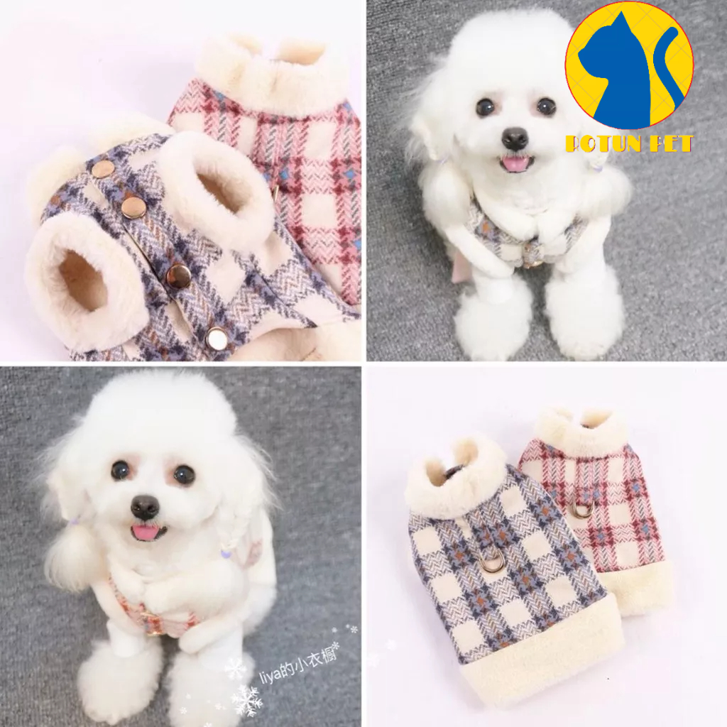 Áo gile lót lông dành cho chó mèo siêu ấm