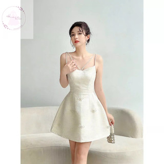 Đầm dự tiệc đính cườm tặng kèm tag nơ đá cao cấp( BL08)