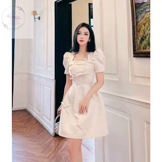 Đầm Tiệc Cổ Vuông Đính Nơ - Sang Trọng và Quyến Rũ(BL12)