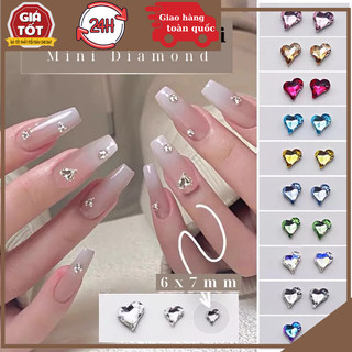 Đá tim nail size 6mm, đá tim nail màu trắng đính móng, phụ kiện trang trí móng tay