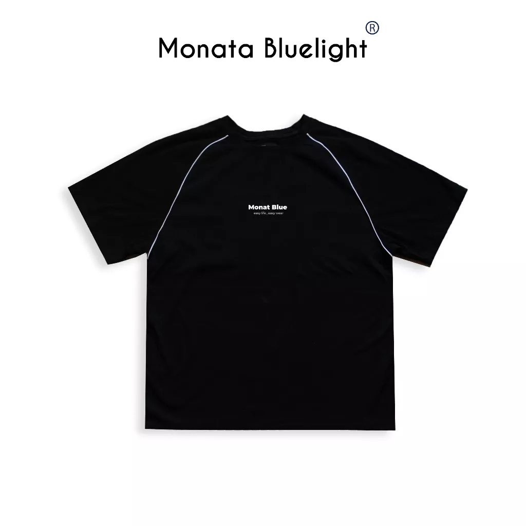 MONATA BLUELIGHT Vintage Line Tee - Áo thun form rộng 100% cotton unisex