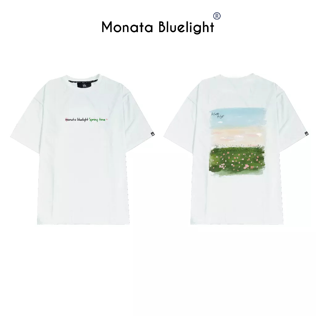 MONATA BLUELIGHT Tee Spring Flower - Áo thun form rộng cao cấp