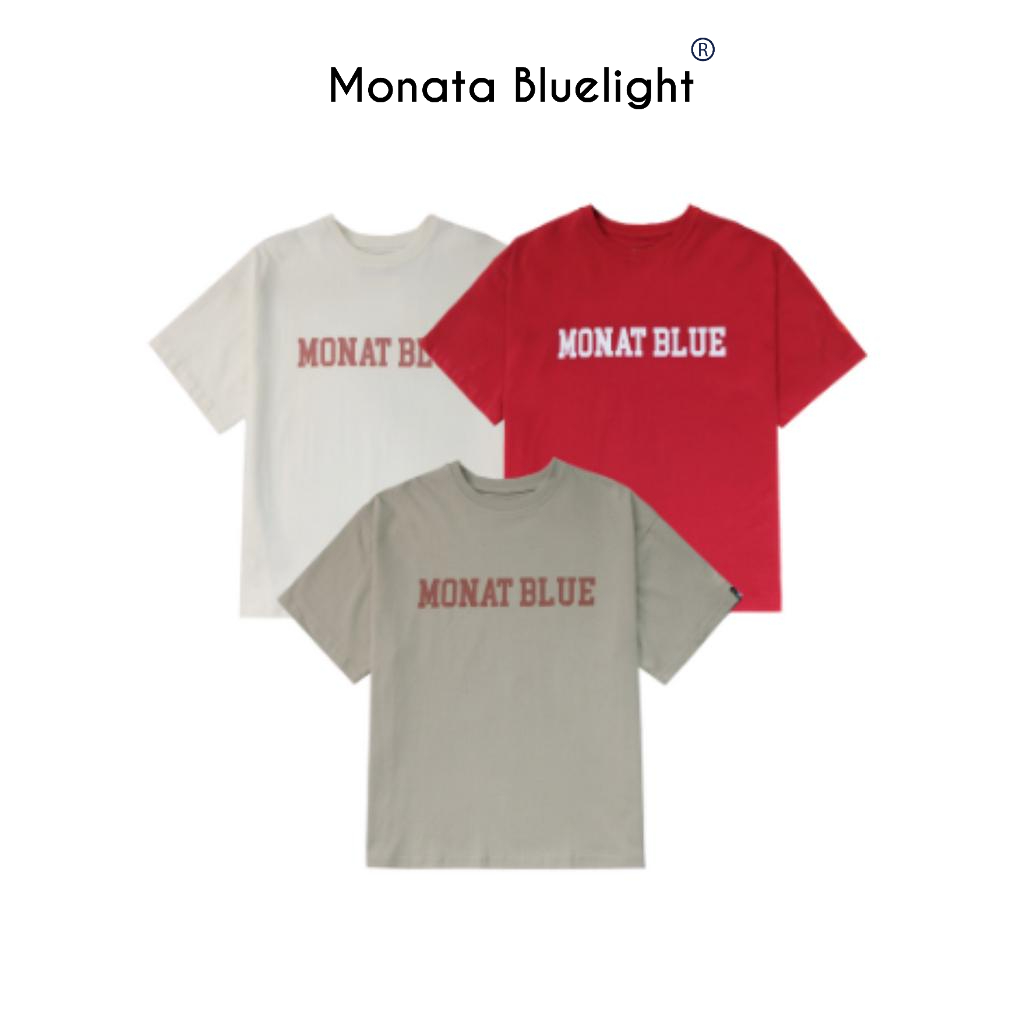 MONATA BLUELIGHT TEE BIGLOGO - Áo thun form rộng cotton cao cấp