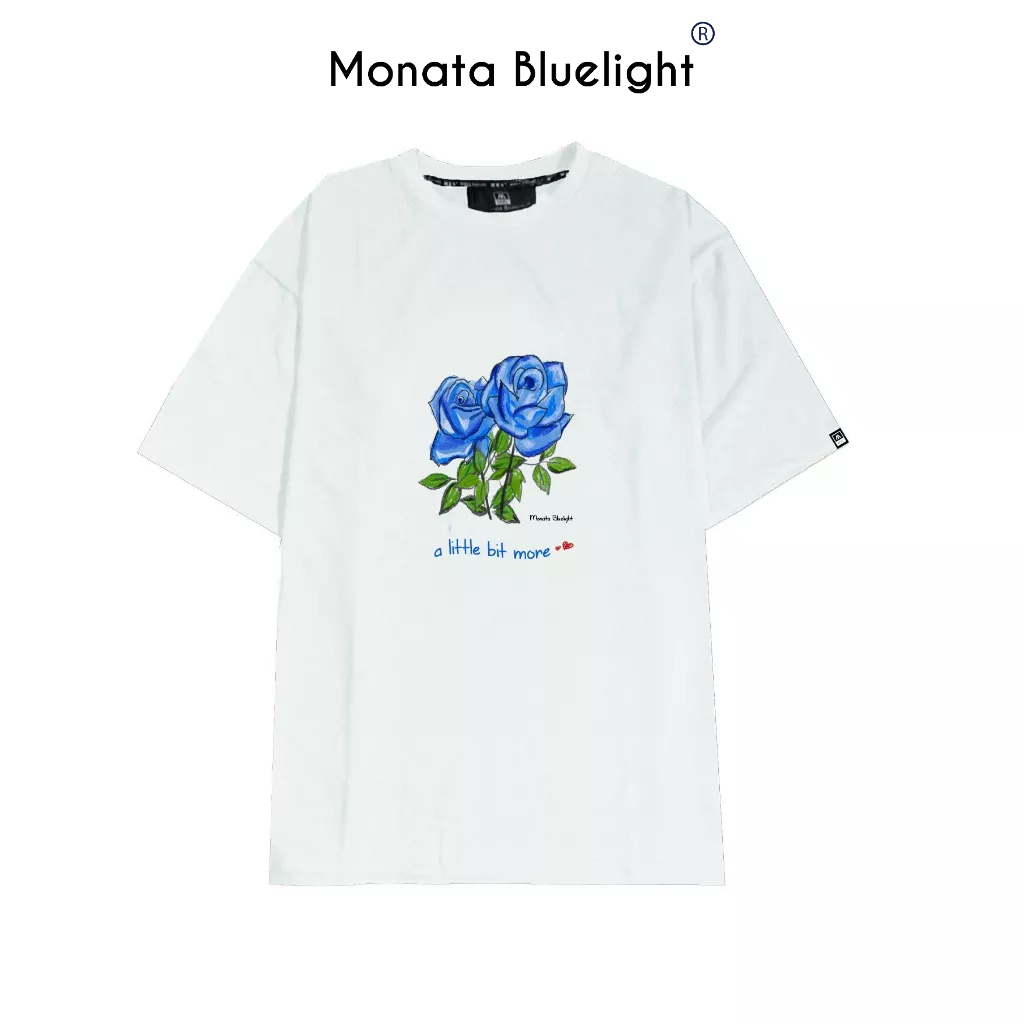 MONATA BLUELIGHT Rose Blue - Áo thun unisex form rộng
