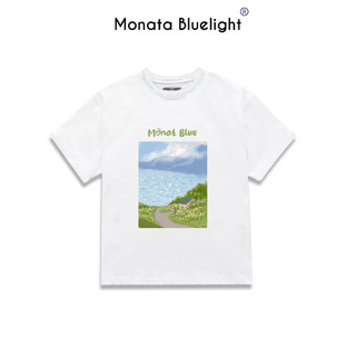 Monata bluelight tee summer river - áo thun form rộng cotton 250gsm unisex