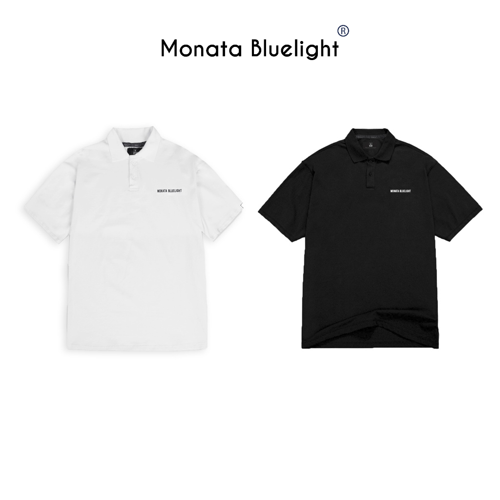 MONATA BLUELIGHT Logo Popular - Áo Polo Logo oversize unisex