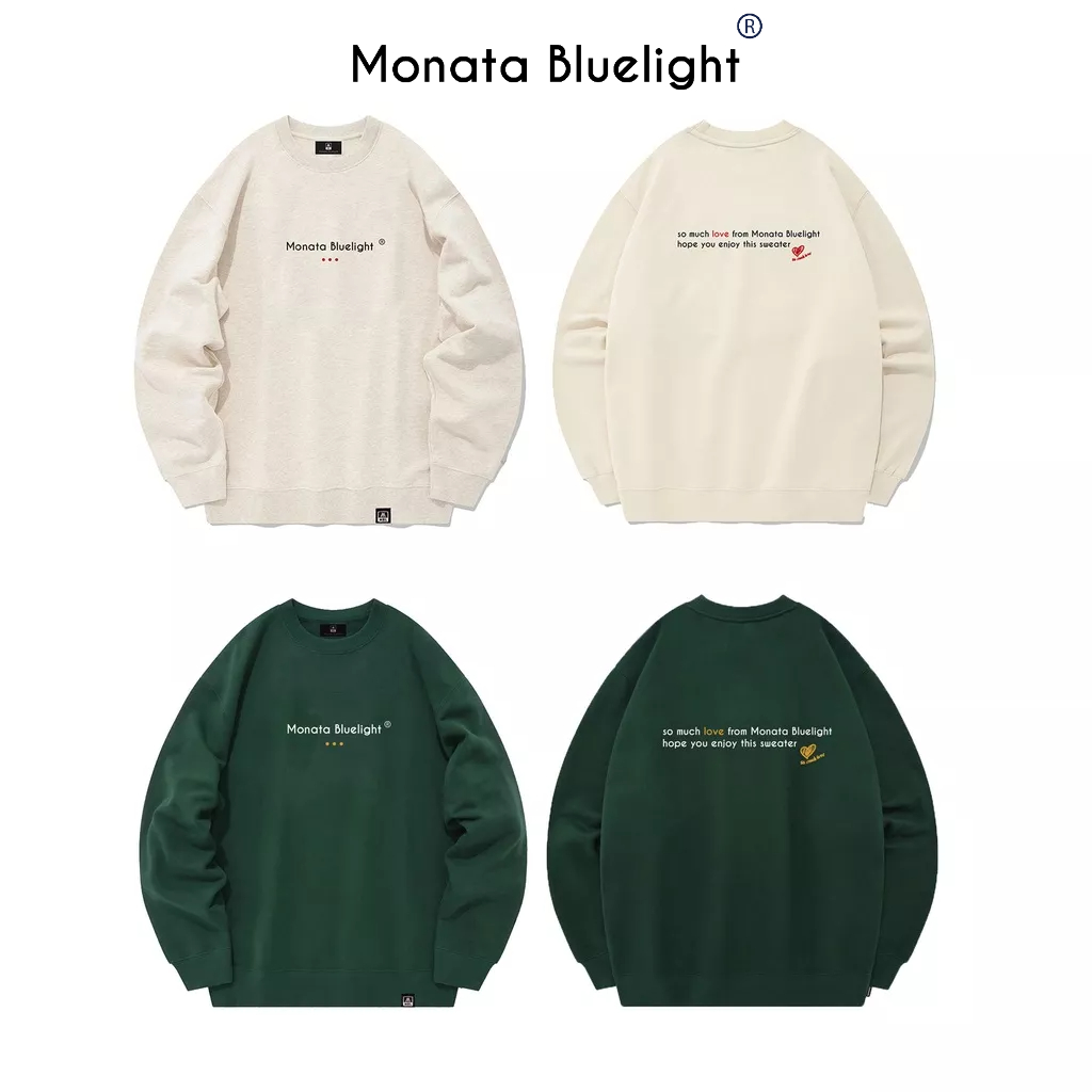 MONATA BLUELIGHT Basic Heart - Áo Sweater nỉ unisex