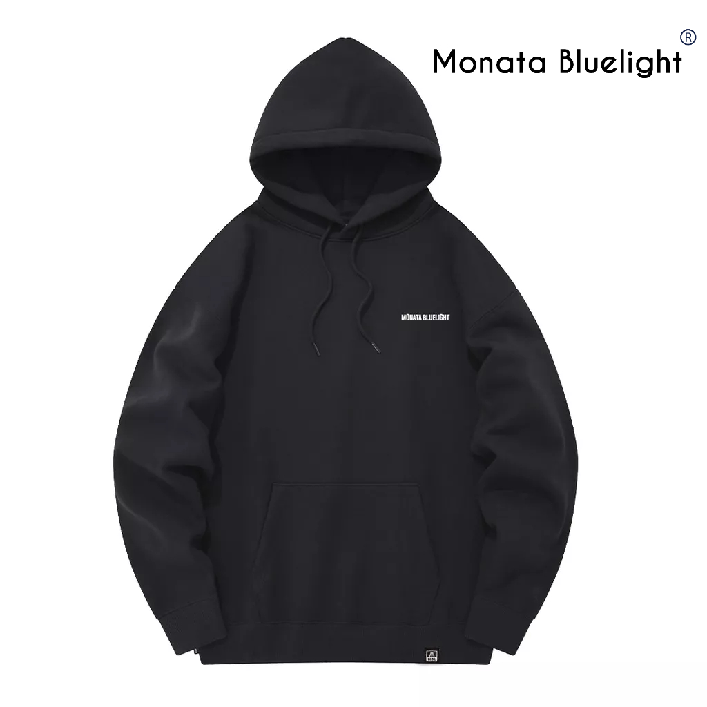 MONATA BLUELIGHT Black Basic - Áo Hoodie nỉ 320gsm