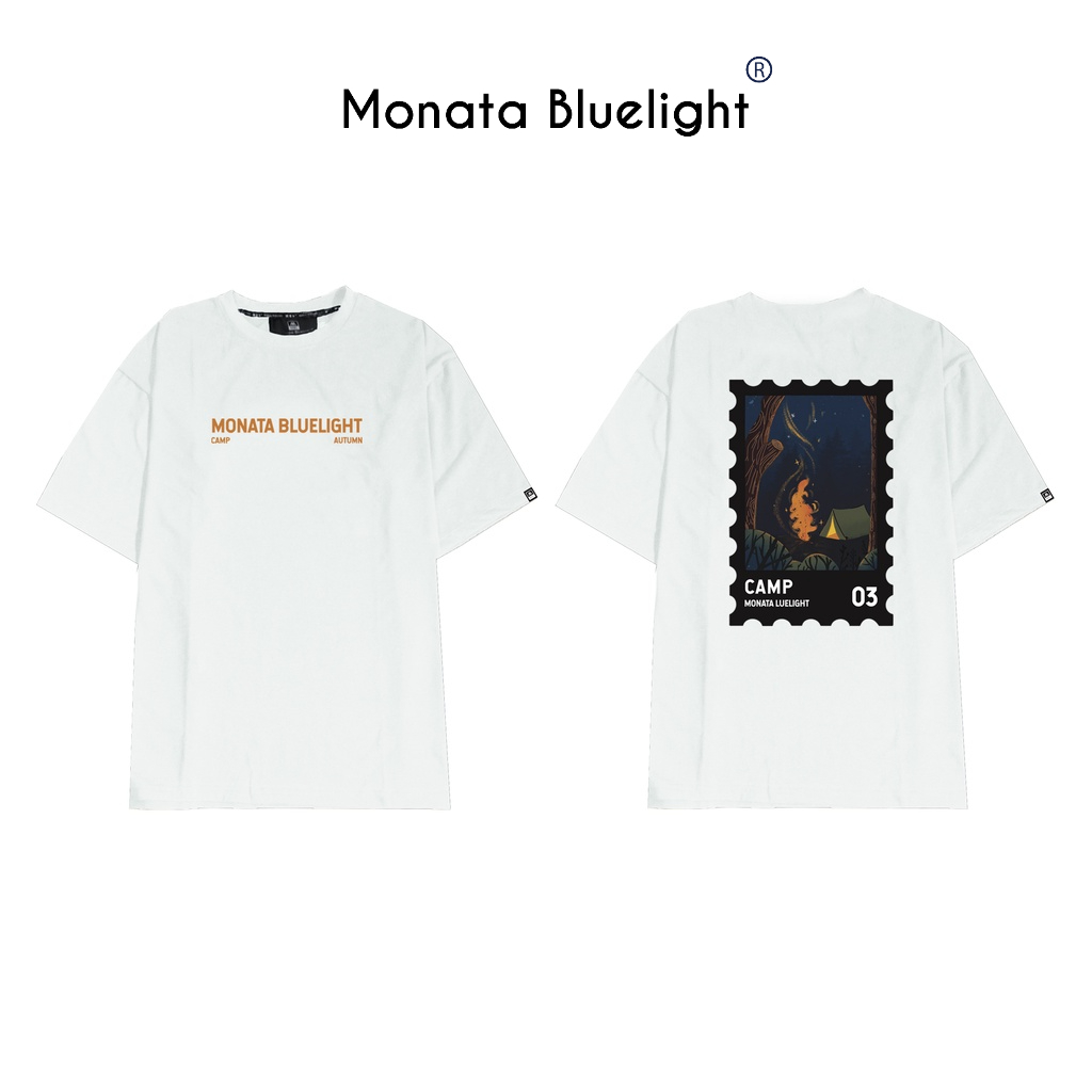 MONATA BLUELIGHT Tee Camp - Áo thun unisex form rộng