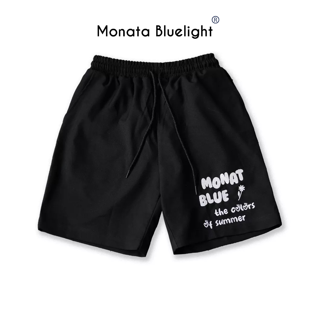 MONATA BLUELIGHT short colors of summer - Quần short đùi logo thêu kaki mềm cao cấp unisex