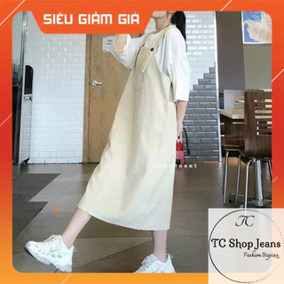 BIGSIZE (50-69kg) Yếm Váy Kaki Nữ VNXK Dài Qua Gối 50-69kg✈️ Size Lớn Túi Sâu CAO CẤP ẢNH THẬT TC shop Jeans