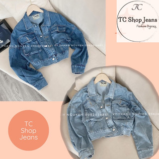 Bigsize (48-69kg) Áo Khoác Jeans Nữ Cánh Dơi Lửng Ngắn Croptop fresize TCshopjean VNXk Chất đẹp dày túi Hộp