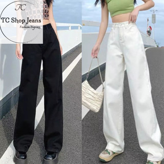 MS 105 Dài 105 cm Bigsize 55-85kg TCshopjean Quần Jeans Suông Rộng Nữ Trắng Đen VNXK Lưng Cao