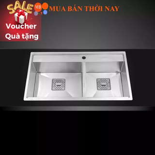 Chậu rửa chén inox malloca ms 6304t - ms 6304 st , bồn rửa bát inox 304, xả tràn mới