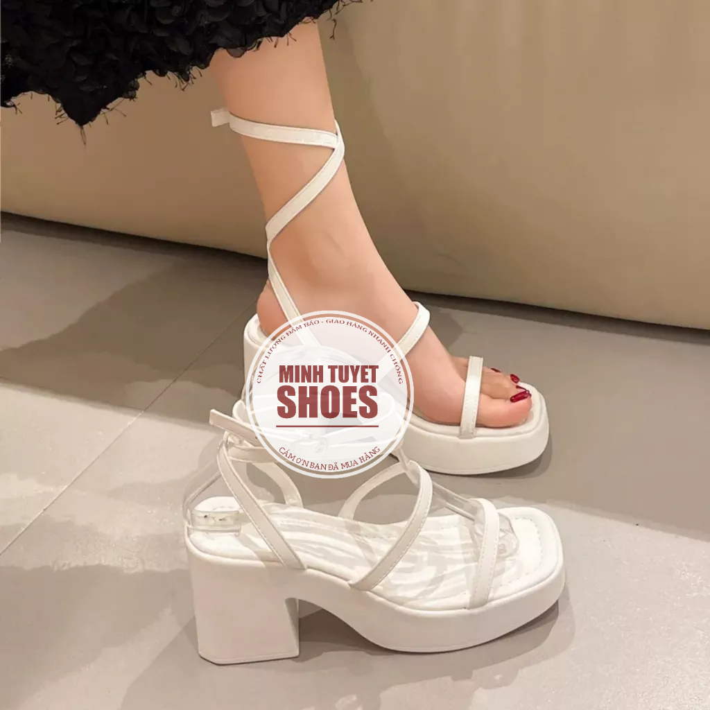 Giày sandal nữ đế cao kiểu bánh mì quai ngang mảnh kiểu chiến binh cài quai mẫu mới Minhtuyetshoes