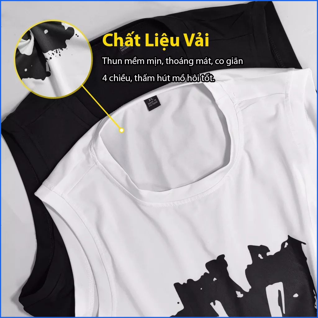 Áo 3 lỗ nam FUNS mã TT49 Dáng TankTop form rộng sát nách tập gym co giãn mùa hè đẹp