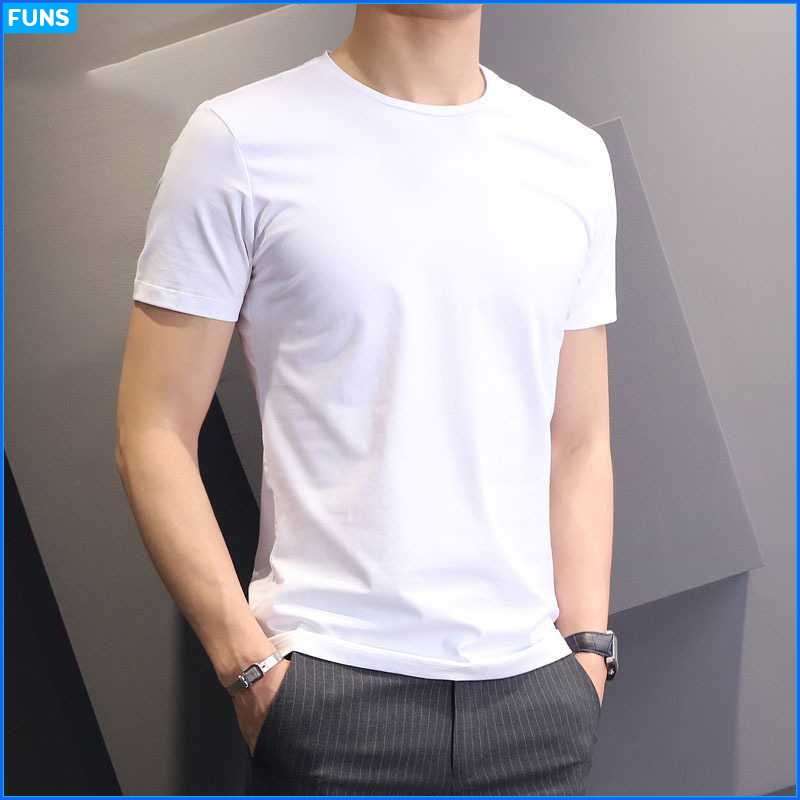 Áo thun nam FUNS mã TT4 co giãn vải cotton tập gym dáng trơn đẹp cho mùa hè