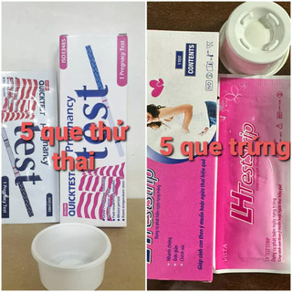 Bộ 10 que thử gồm 5 que thử thai 5 que canh trứng.