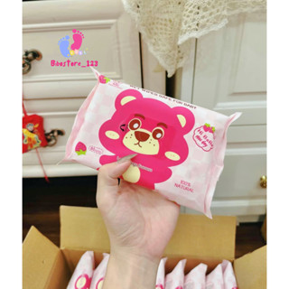 KHĂN GIẤY ƯỚT GẤU DÂU LOSTO ( Hộp 10 gói khăn ướt,1 gói 80 tờ)