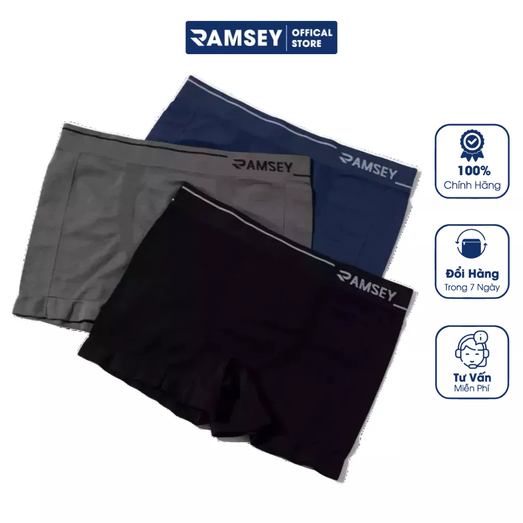 COMBO 3 Quần Sịp Đùi Boxer Nam Ramsey Dệt Không Viền Không Đường May Thông Hơi Thoáng Khí Không Thấm Hút Mồ Hôi RSD 102