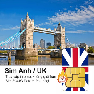 Sim du lịch Anh data 4G khủng, nghe gọi, nhắn tin thả ga