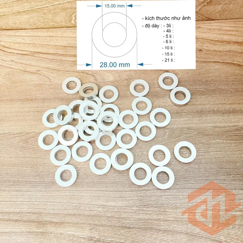 Cục canh bánh lỗ trong 12 li, 15 li; vành ngoài 28 li dày 2 li 3 li 4 li 5 li 6 li 10 li 21 li