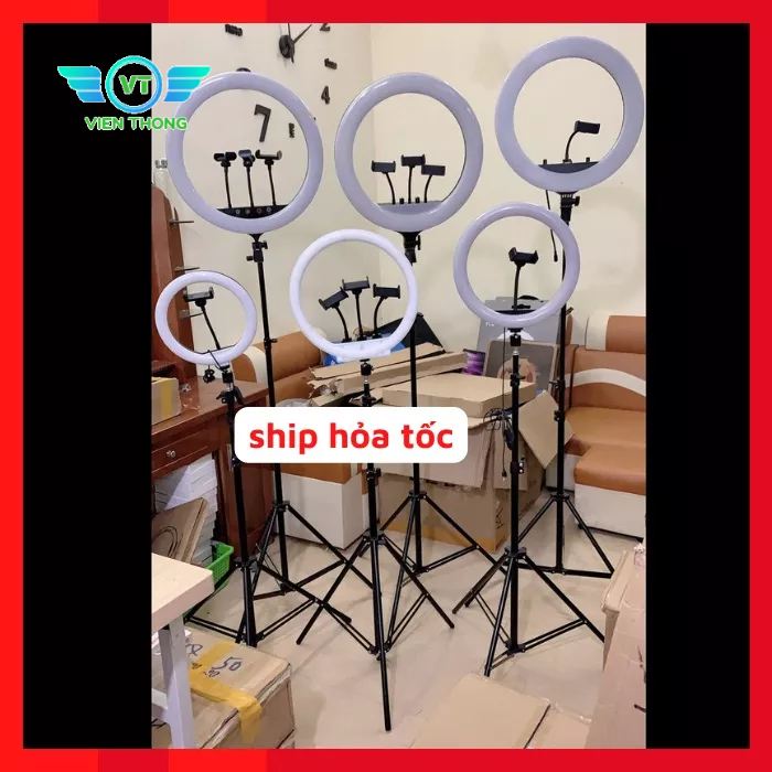 Đèn Livestream 26 30 36 45 54 cm đi kèm Chân đỡ đèn bằng sắt dài 2m1 nhập khẩu mới 100% xuất VAT công ty