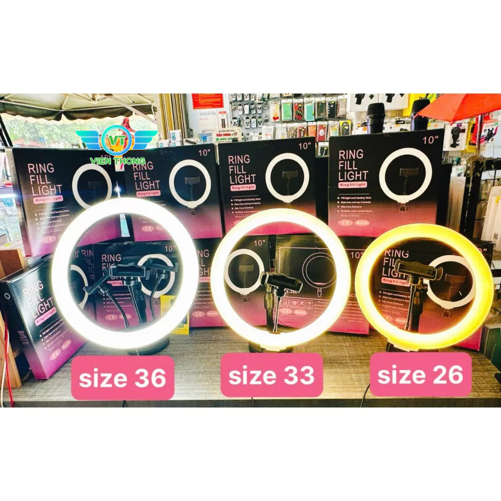 Đèn Livestream 26 30 36 45 54 cm đi kèm Chân đỡ đèn bằng sắt dài 2m1 nhập khẩu mới 100% xuất VAT công ty