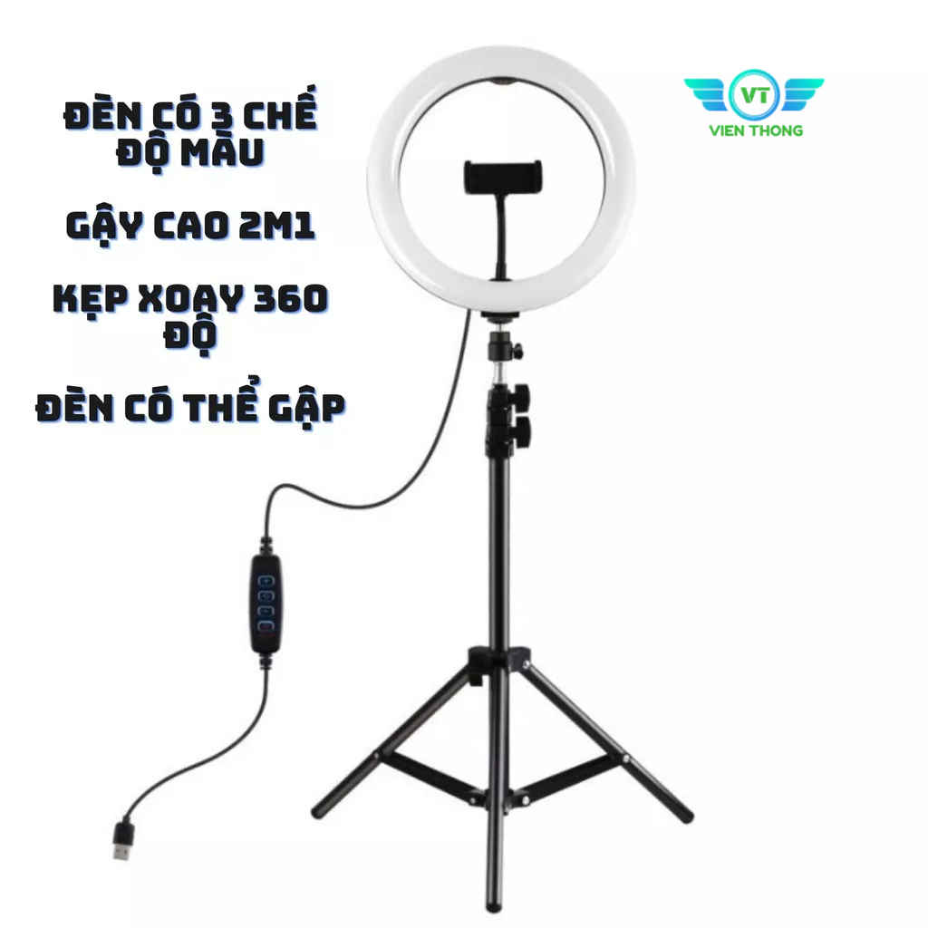 Đèn Livestream 26 30 36 45 54 cm đi kèm Chân đỡ đèn bằng sắt dài 2m1 nhập khẩu mới 100% xuất VAT công ty