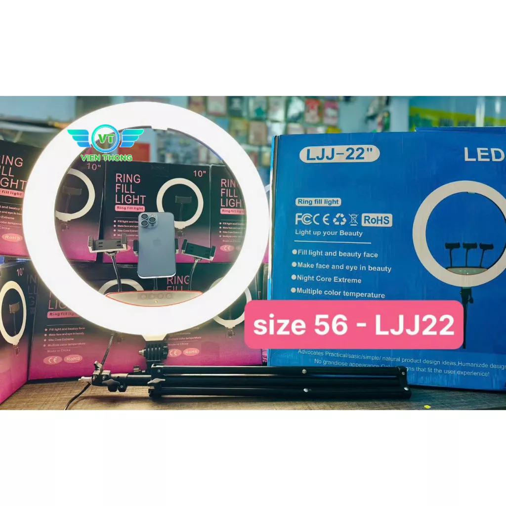 Đèn Livestream 26 30 36 45 54 cm đi kèm Chân đỡ đèn bằng sắt dài 2m1 nhập khẩu mới 100% xuất VAT công ty