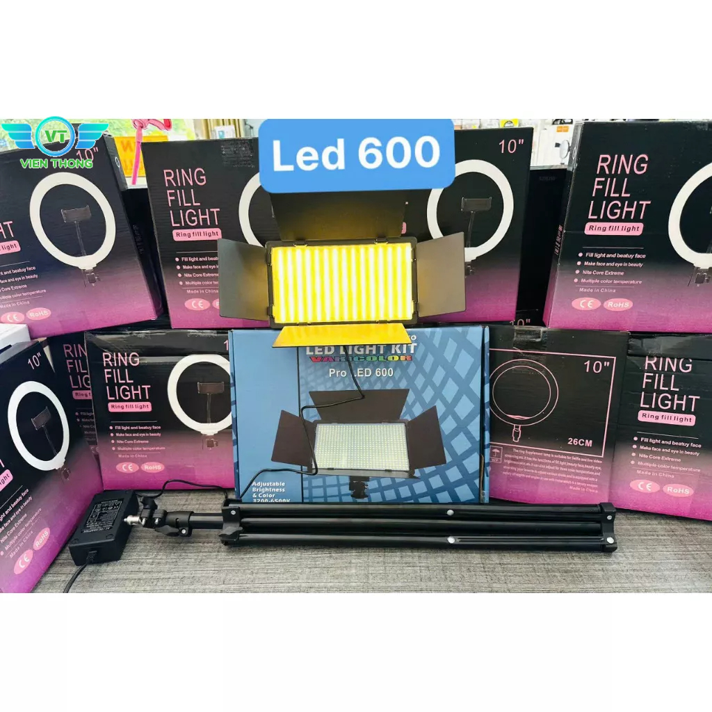 Đèn Livestream 26 30 36 45 54 cm đi kèm Chân đỡ đèn bằng sắt dài 2m1 nhập khẩu mới 100% xuất VAT công ty