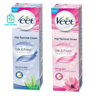 (Tuýp 100ml) Kem Tảy Lông Veet, Hair Removal Cream Silk & Fresh, dành cho da nhạy cảm, Hàng Pháp